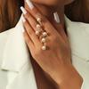 Imitation Pearl Open Arm Bangle Adjustable Armband Vintage Bracelet Ring Set  Arm Accessories