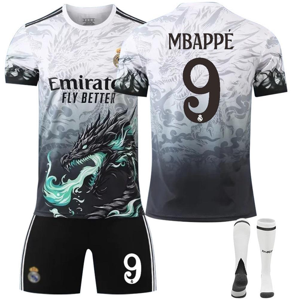 24/25 Real Madrid Dragon-pattern Suit Football Kits Jersey Set with Socks
