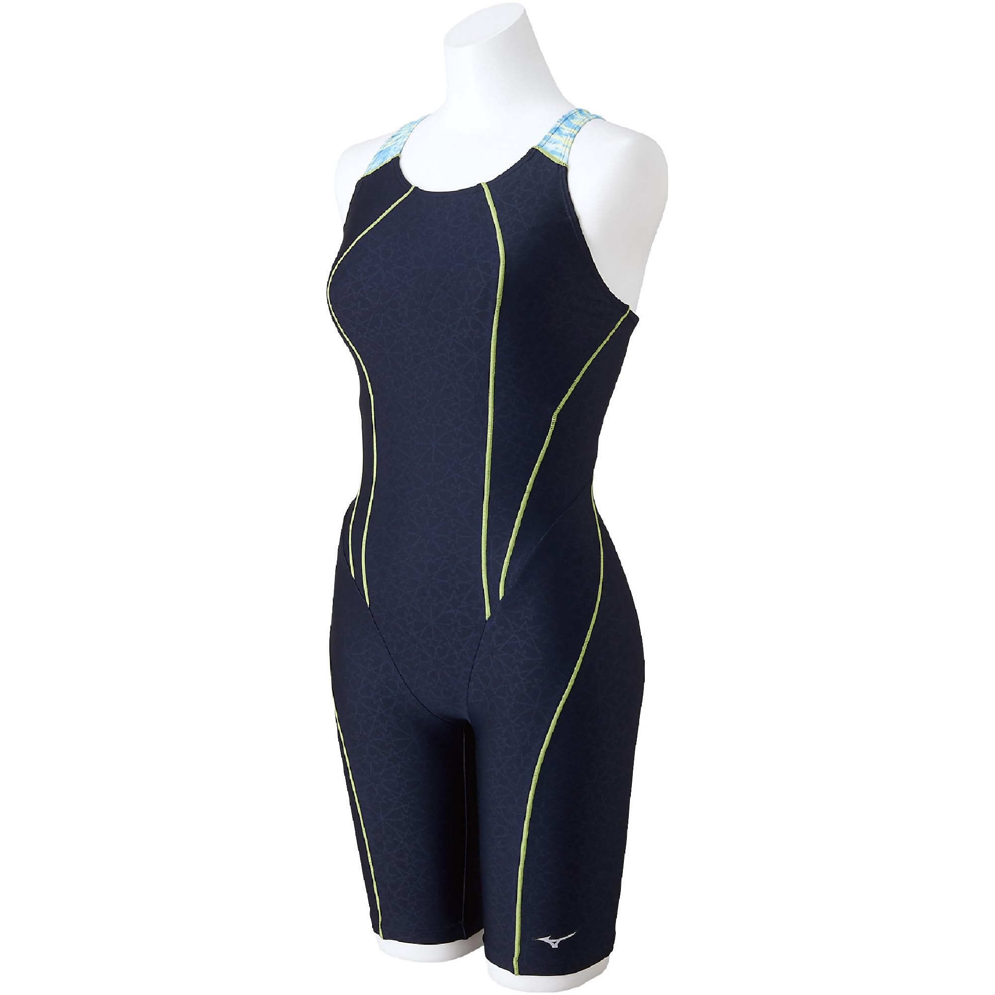 

Mizuno Stroke One Swimsuit N2JGA831 Women s All-in-One (Peace Back) Navy/Turquoise