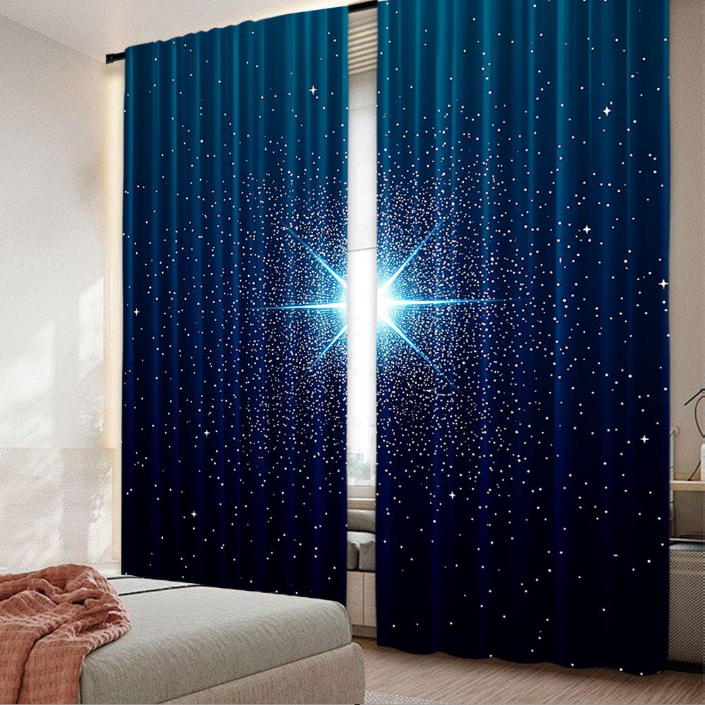 

2 шт. Звездная Ночная Штора Святая Рождественская Звезда Синяя Звездное Небо Рождественская Сцена Рождения Звезда Для Гостиной Спальни 100*130 Rod Pocket 1pcs