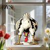 Removable Glass Film Funny Chicken Static Window Cling, Upside Down Rooster Sticker, Outdoor Sunproof Adhesive Waterproof Non-adhesive Decal