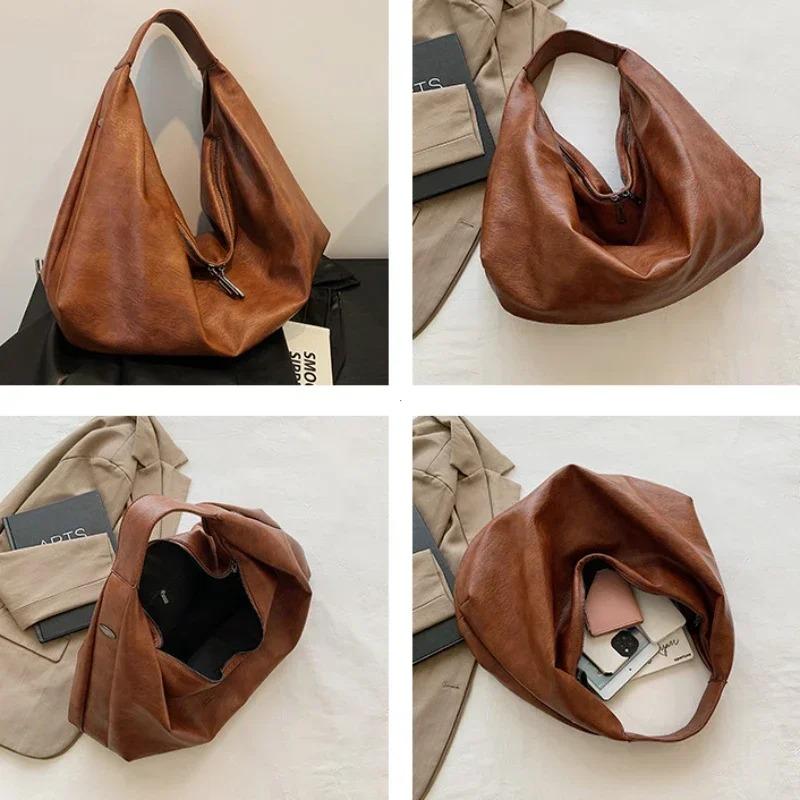 Große schwarze Umhängetaschen für Damen, große Hobo-Shopper-Tasche, einfarbig, hochwertiges weiches Leder, Umhängetasche, Damen-Reisetasche