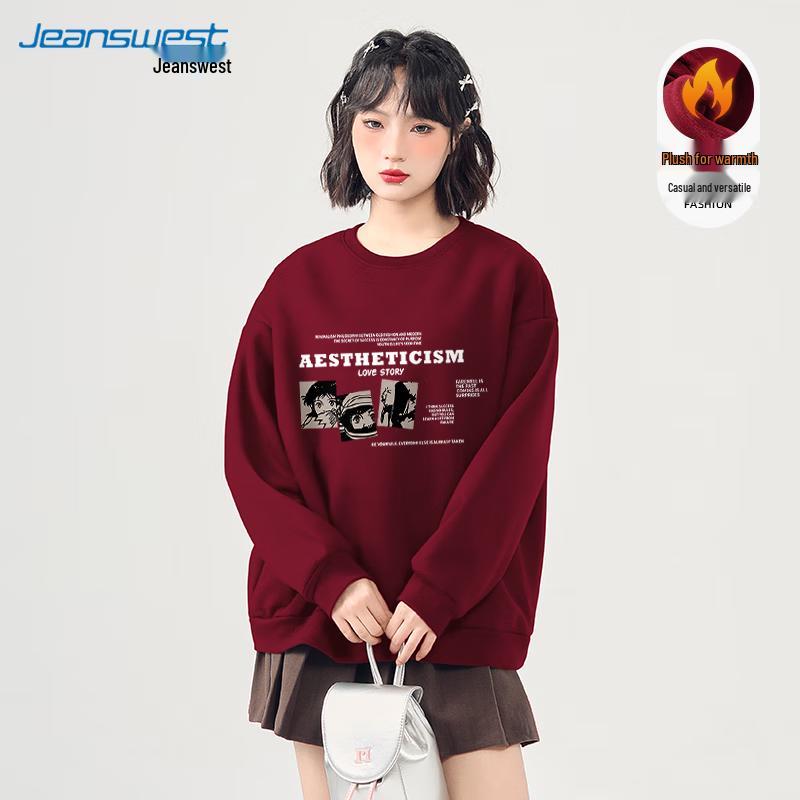 JEANSWEST Damen 2024 Herbst/Winter Dickes Rundhals-Sweatshirt