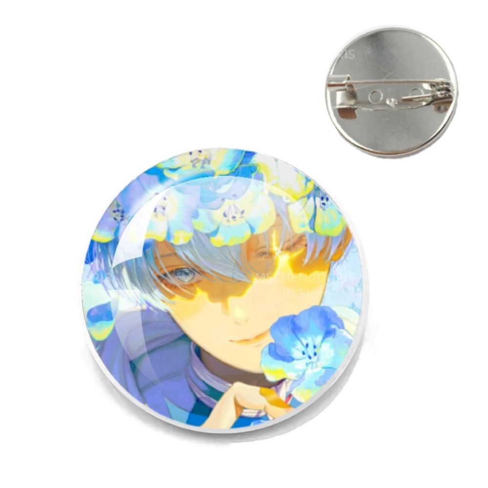 Anime Frieren Pins Cartoon Badge Round Creative Glass Metal Brooches For Backpack Jewelry Accessories Gifts