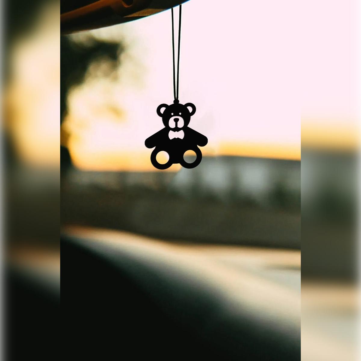 

Metal Teddy Bear Motif Rearview Mirror Ornament Car Accessory Hanging Decoration