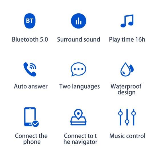 T2 Wireless Bluetooth-compatible 5.0 Motorcycle Helmet Headset Stereo Speaker Headphone
