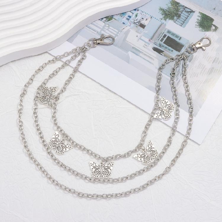 Metallic Butterfly Pants Chain for Female Decorative Waist Chain Pants Pendant Wallet Chain Decorative Chain Belt