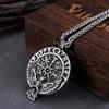 Mens Nordic Viking Compass Odin Raven Pendant Necklace Vintage Scandinavian Rune Amulet Necklace Stainless Steel Jewelry Gift