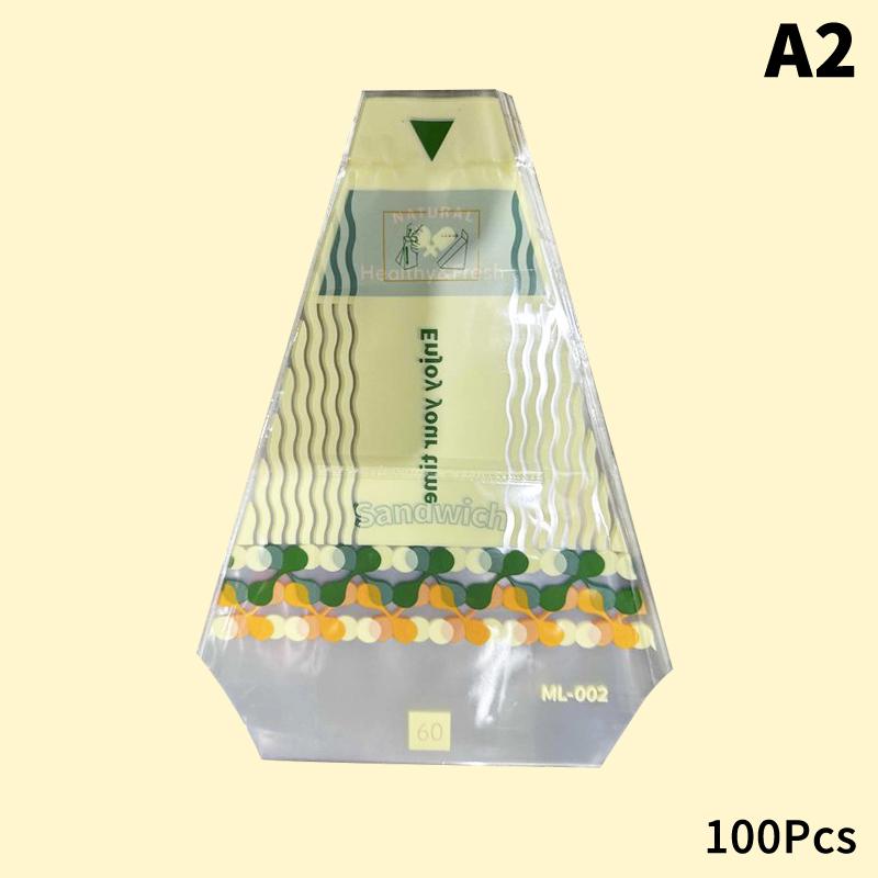 100Pcs Sandwich Packaging Transparent Baked Food Grade Easy To Tear Triangle Cake Disposable Packaging Transparent Bag