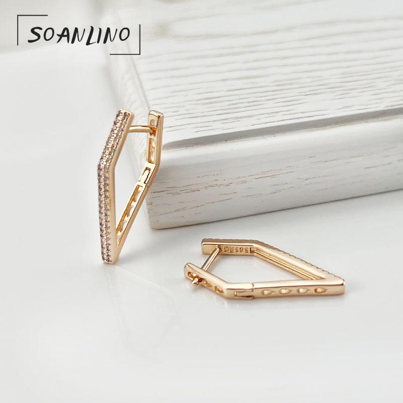

SOANLINO Стильные простые пятиугольные серьги из розового золота