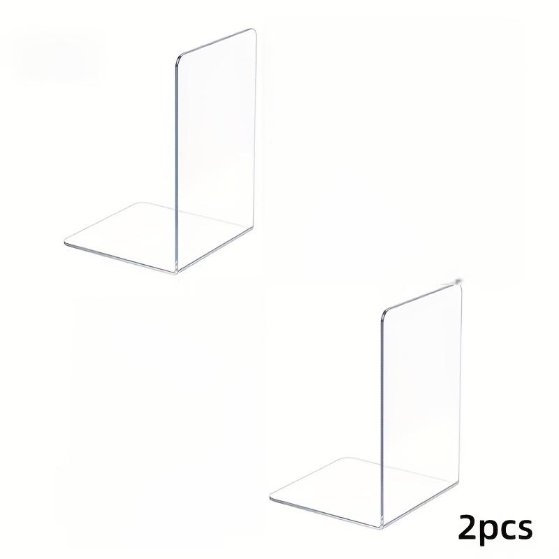 

2pcs Acrylic Bookends - Transparent Desktop Bookshelf, Suitable for Office and Home, Durable Clear Display Stand, Back-to-School