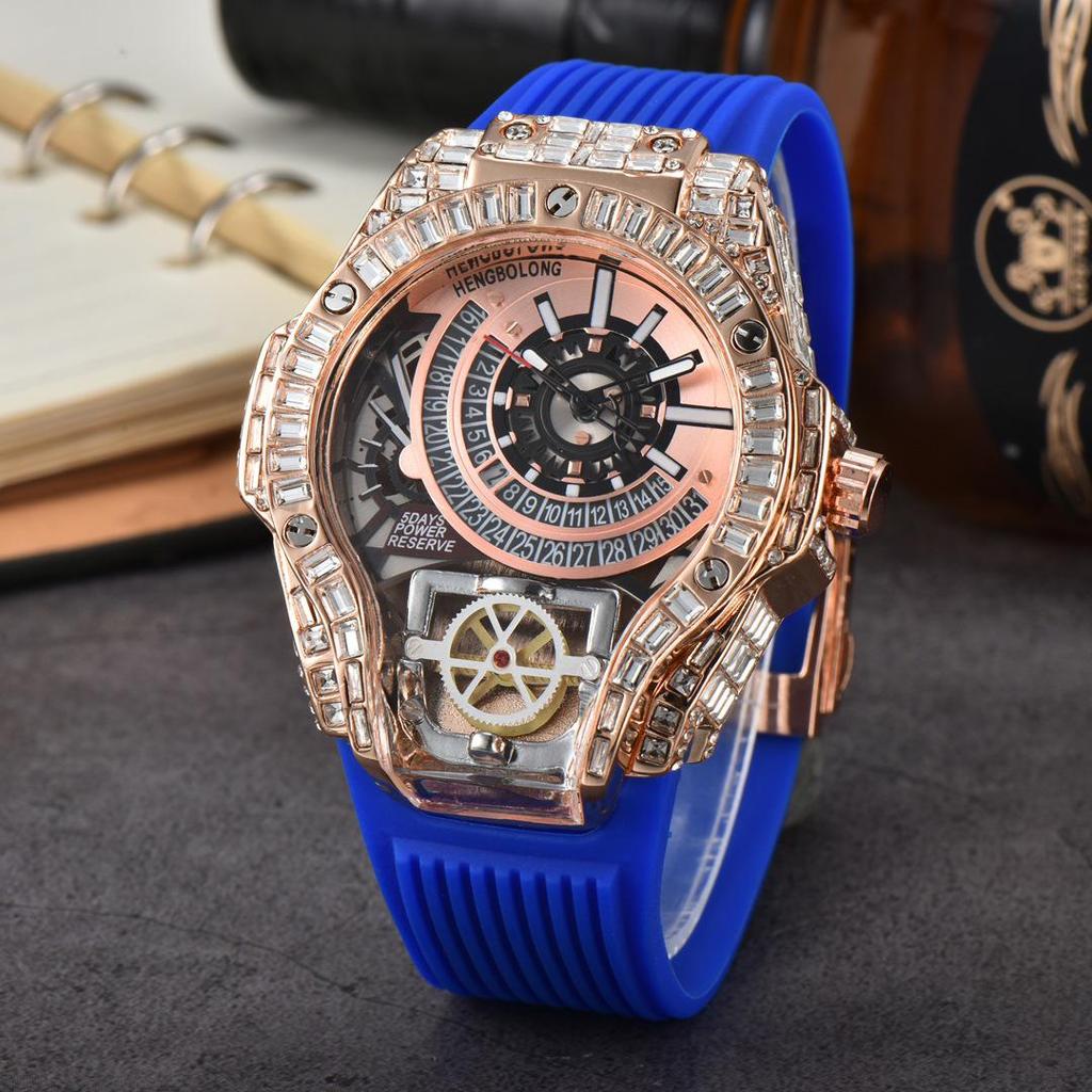 Men's Quartz Watch with Three-Needle Design, Sports Style, Irregular Full Diamond Shape, Similar to Jason Statham's Watch in Warcraft.