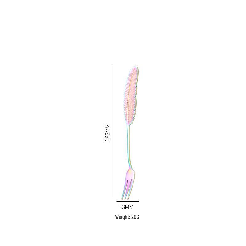 304 Stainless Steel Feather Spoon & Fork Set: Creative Wing Design for Kids, Coffee, and Parties