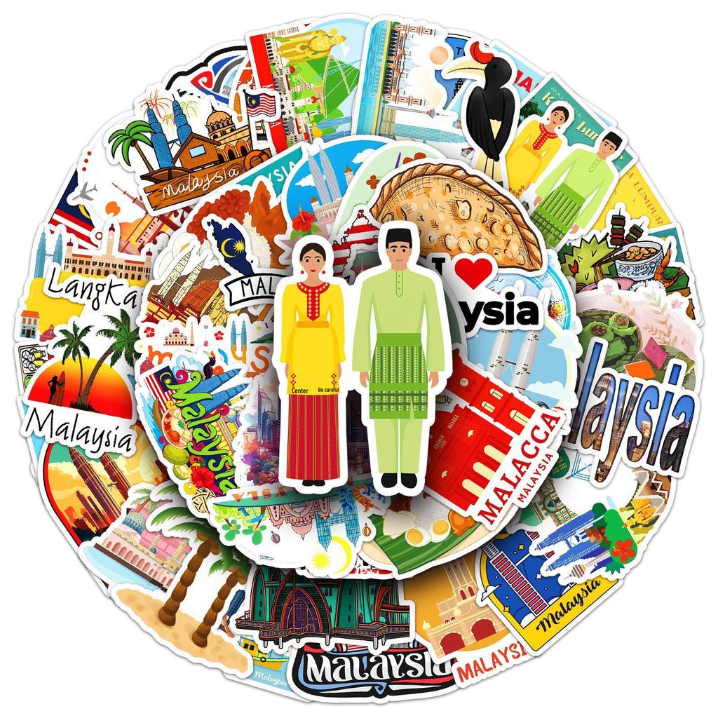50 Malaysia Graffiti Stickers for Outdoor Travel & Suitcase Decoration