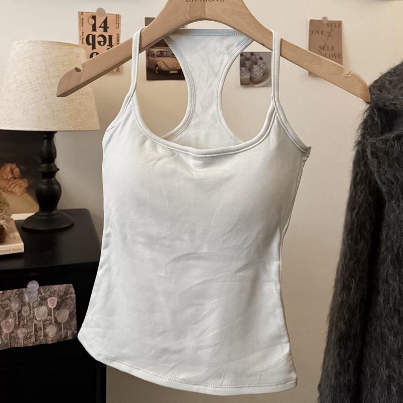 

Halter Racerback Camisole Tank with Built-in Bra Pads, Slimming Base Layer or Outerwear Top, Thickened for Women One Size (80-120 Jin)