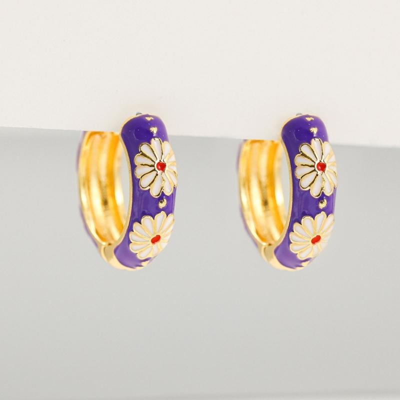 Bohemia Colorful Zircon Small Hoop Earrings Retro Geometric Eye Round Circle Huggie Earring Fashion Jewelry Ornament