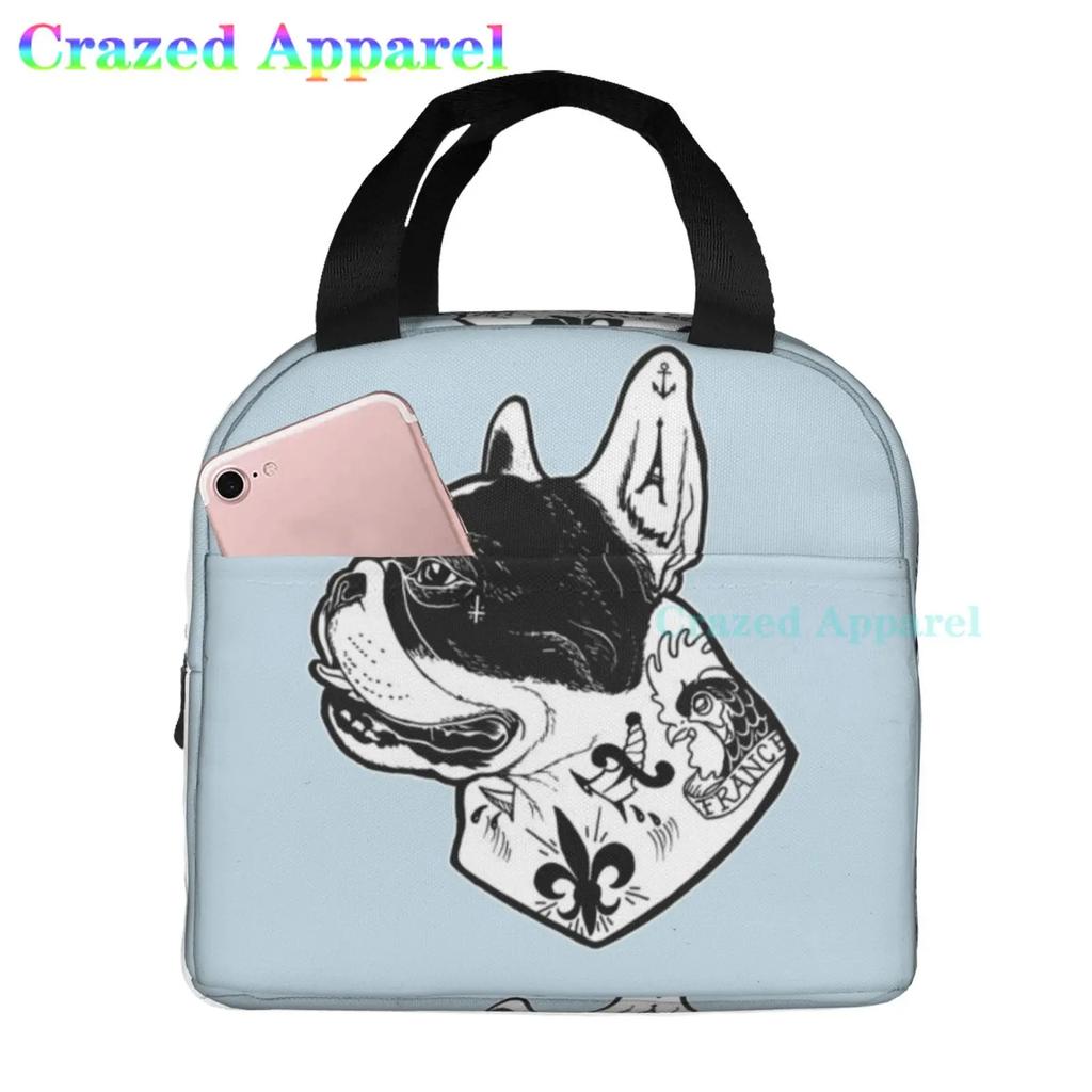 French Bulldogs Dog Insulated Lunch Bag for Women, Men, and Kids, Large and Reusable, Handle, Freezable Work and School Travel