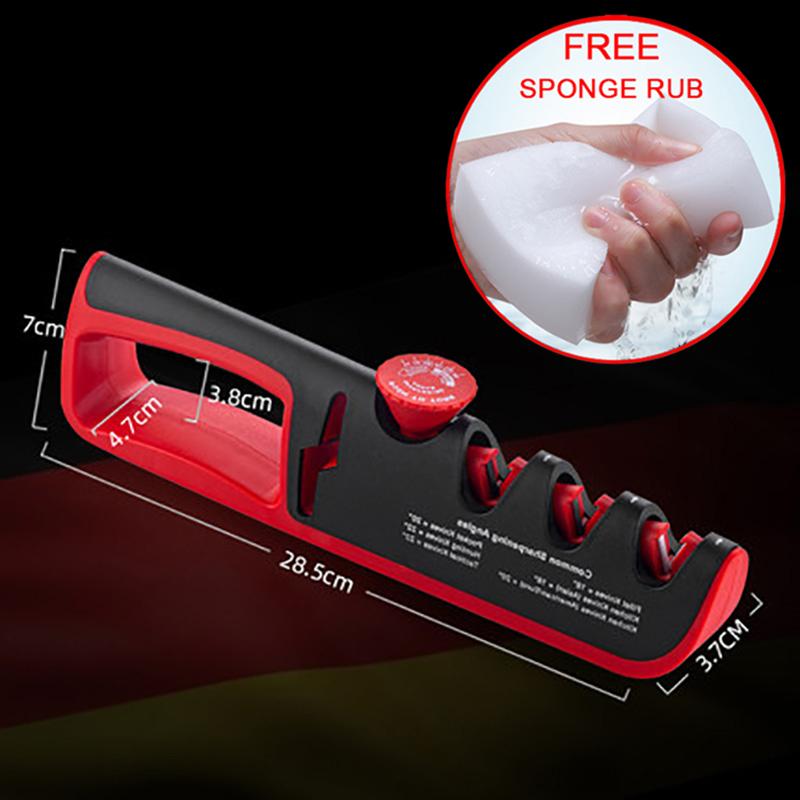 

KEMORELA Knife Sharpener 5 in 1 Professional Kitchen Scissors Sharpening Tool Diamond Adjust Angle Grinding Machine XL червоний