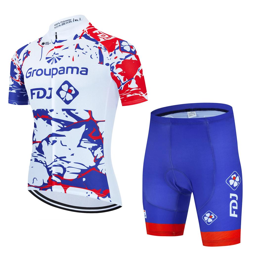 2026 Groupama FDJ TDF Cycling Jersey Sets Paris Short Sleeve Quick Dry Maillot Ciclismo Racing Bicycle Clothing