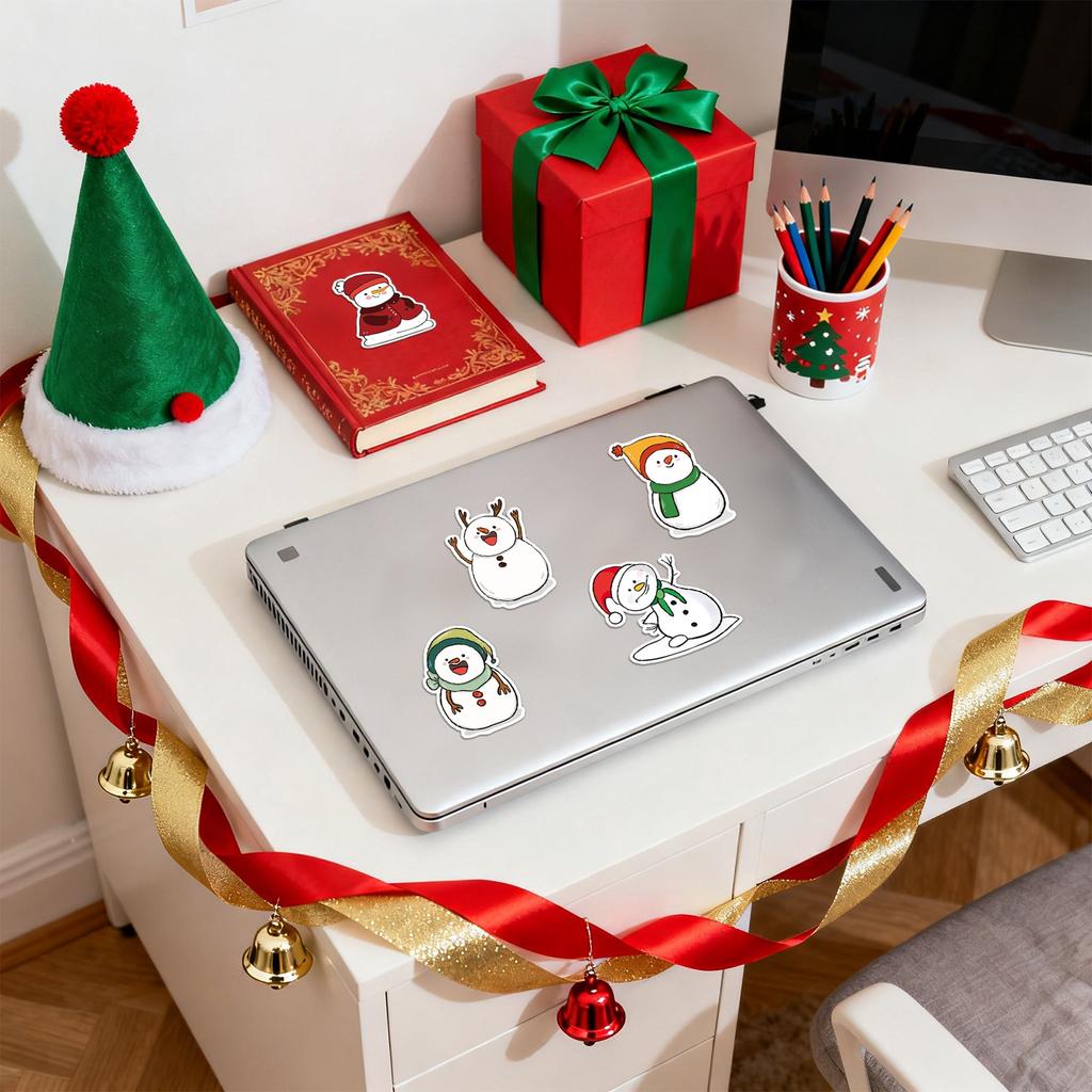 50 Pieces Winter Snowman Sticker Christmas Holiday Sticker For Card Making Decoration DIY Scrapbooking