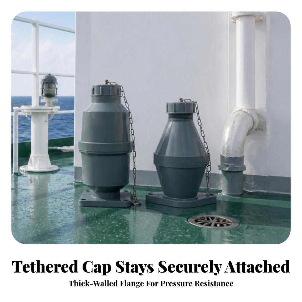 Marine Drainage Drain with Tethered Cap | Resistant Construction, Secure Threaded Connection, Boat