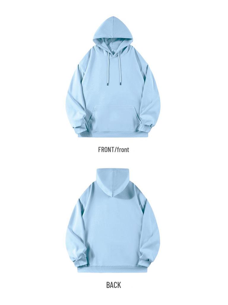 2025 Unisex Solid Color Hooded Sweatshirt - Comfortable Loose Drop Shoulder Style