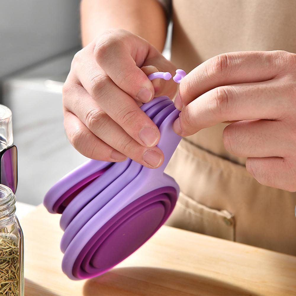 8Pcs Kitchen Measuring Spoon Measuring Cups Measuring Tools Portable Silicone Coffee Sugar Scoop Kitchen Gadgets