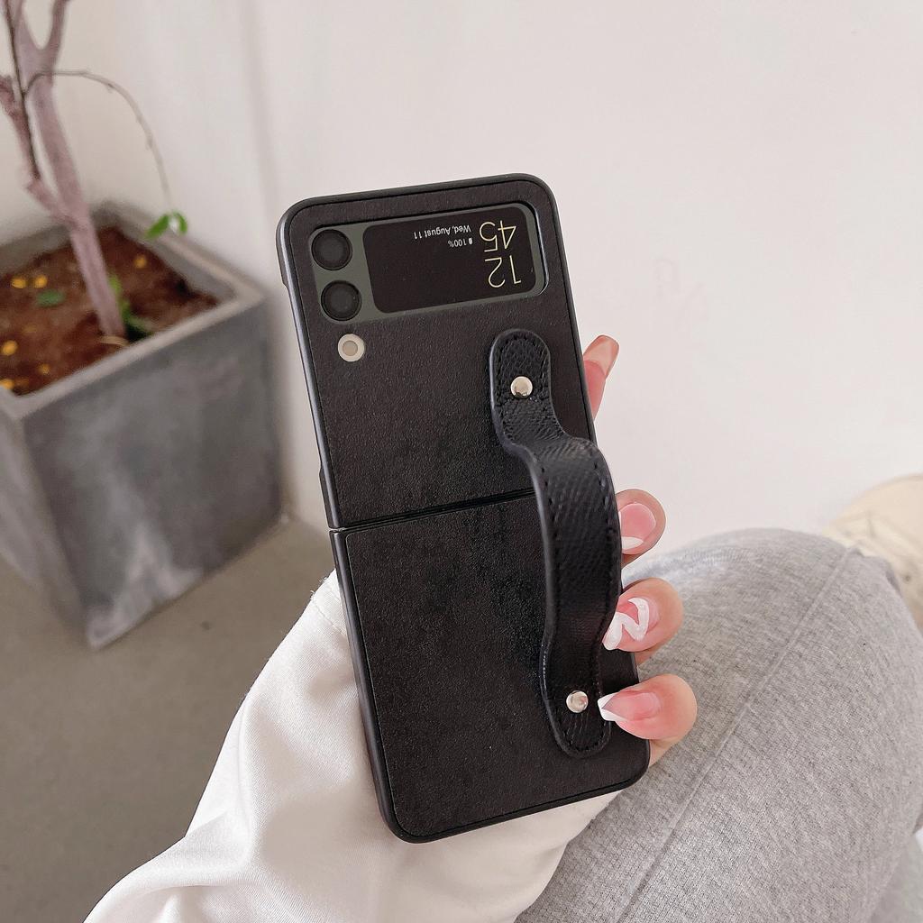 Lamb Pattern Leather Wristband Sticker Leather Folding Mobile Phone Case for Z Flip4/flip3/p50 Pocket