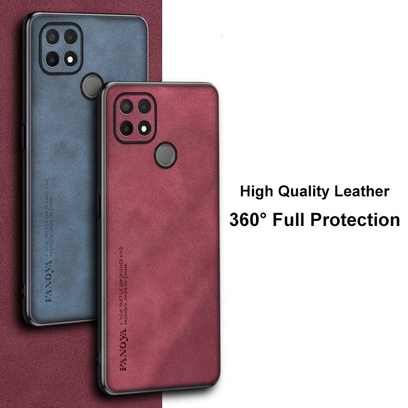 For OPPO A15 A15S Case Luxury PU Leather Phone Case For OPPO A15 S Back Cover Matte Silicone Shockproof Full Protection Coque