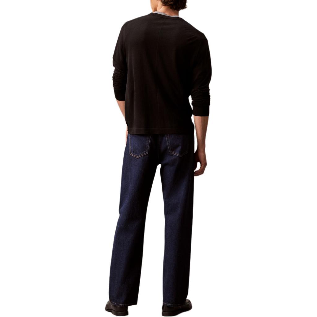 Calvin Klein Solid Color Crew Neck Pullover Sweater Unisex sweater Black 40EM332-UB1