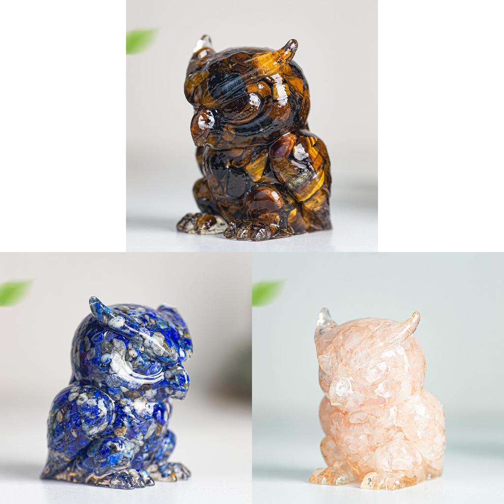 Resin Crystal Owl Figurine Home Decor Gift For Animal Lovers