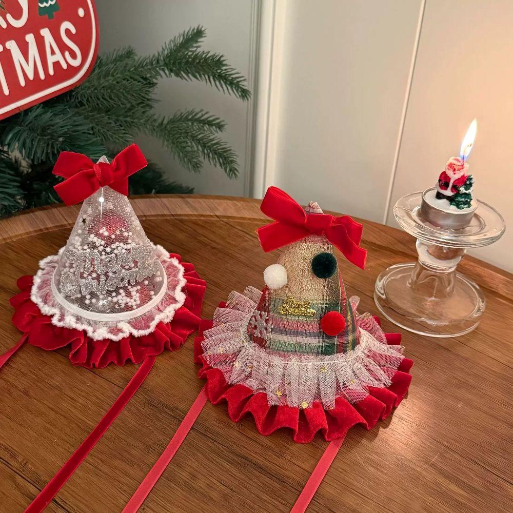 Red Velvet Christmas Hair Clip Shiny Sequin Xmas Headpiece Christmas Hat Hairpin Kids