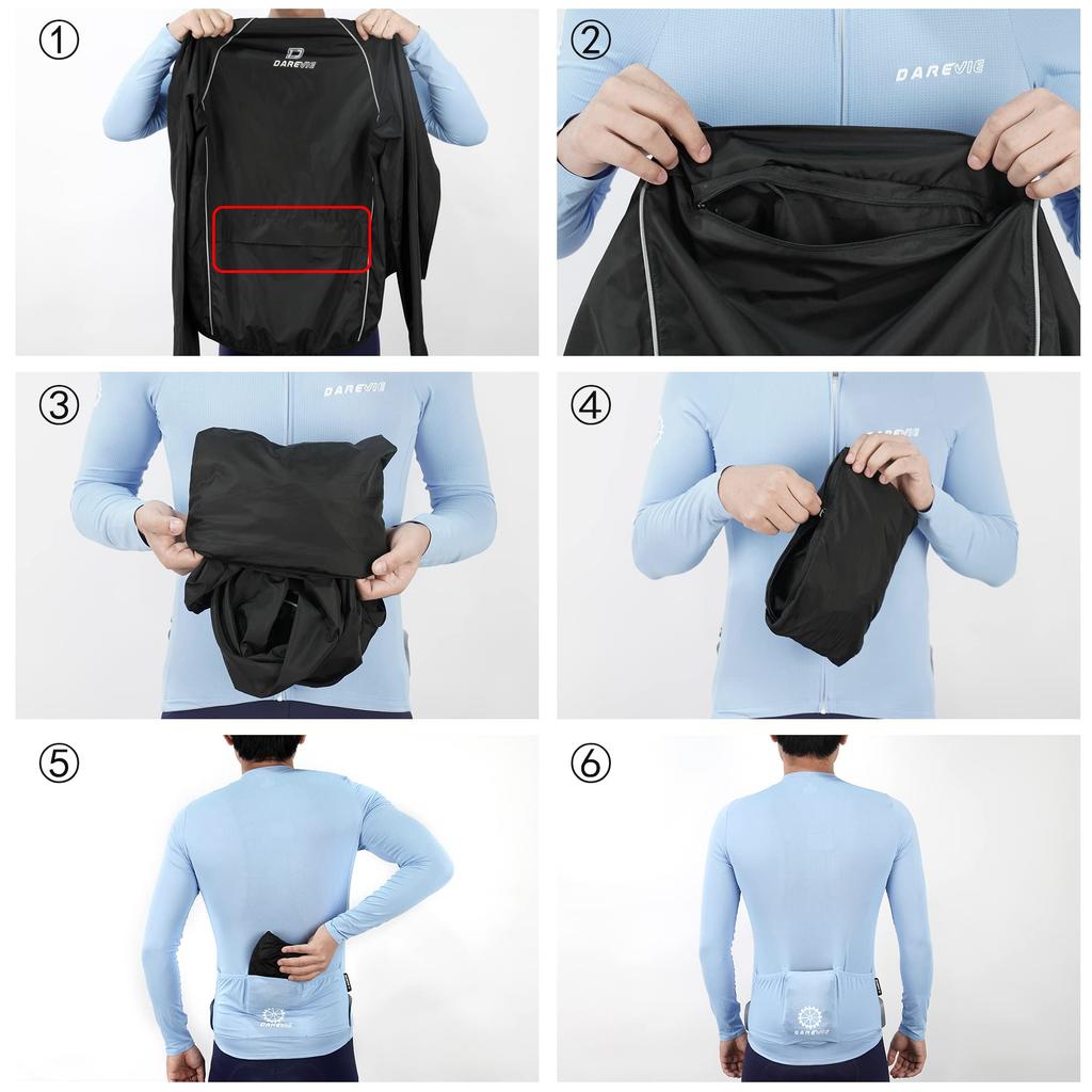 Darevie Long Sleeve Cycling for and and UV Ideal for Cycling and Road Features a convenient back pocket for easy Reflective and Size Men's Jacket,