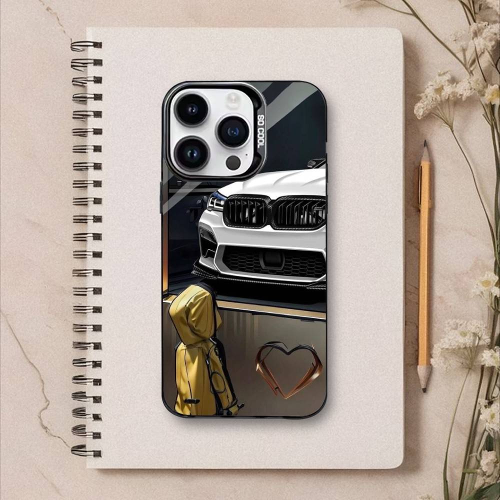 

Boy girl dream car Phone Case For iPhone17,16,15,14,13,12,11 Plus,Pro Max Black Border Silver Plated Cover iPhone12
