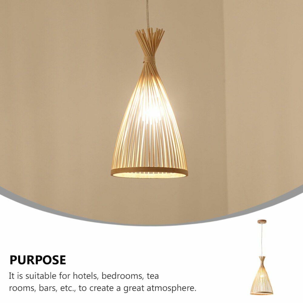 Japanese Chandelier Natural Bamboo Rattan LED Pendant Lights Handmade Weaving Hanging Lamps Wicker Shades E27 Lighting Lampshade