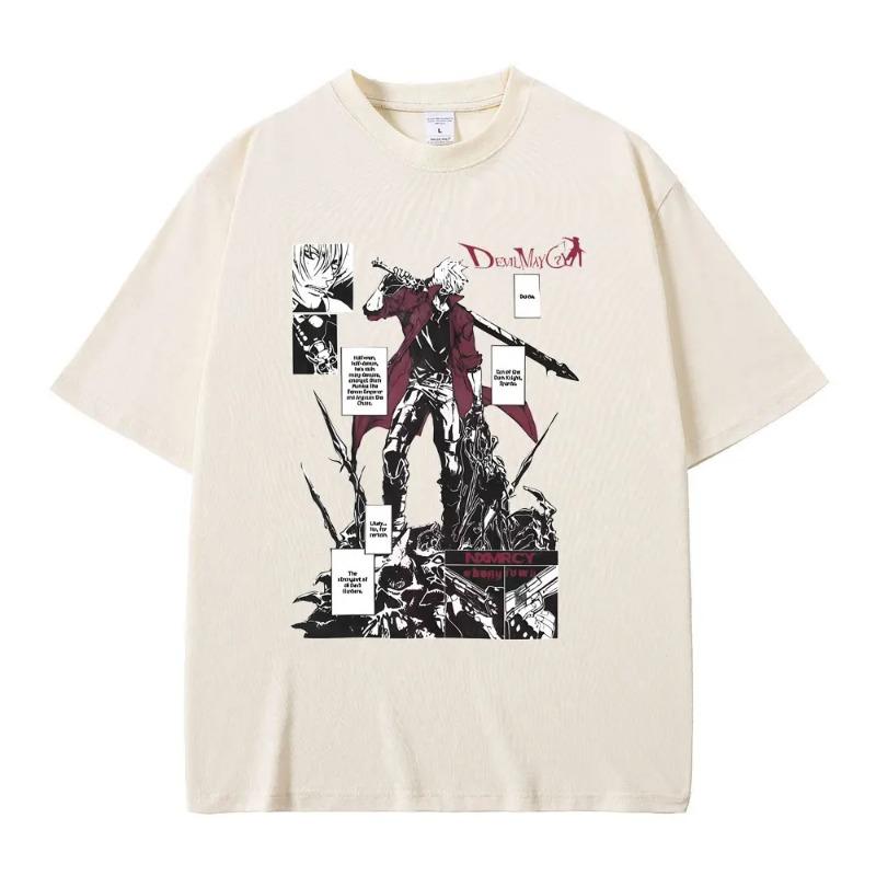 Anime Devil May Cry Syn Spardy Dante Koszulka z grafiką Mężczyźni Kobiety Manga Luźne Koszulki Męskie Codzienne Bawełniane Vintage Koszulki