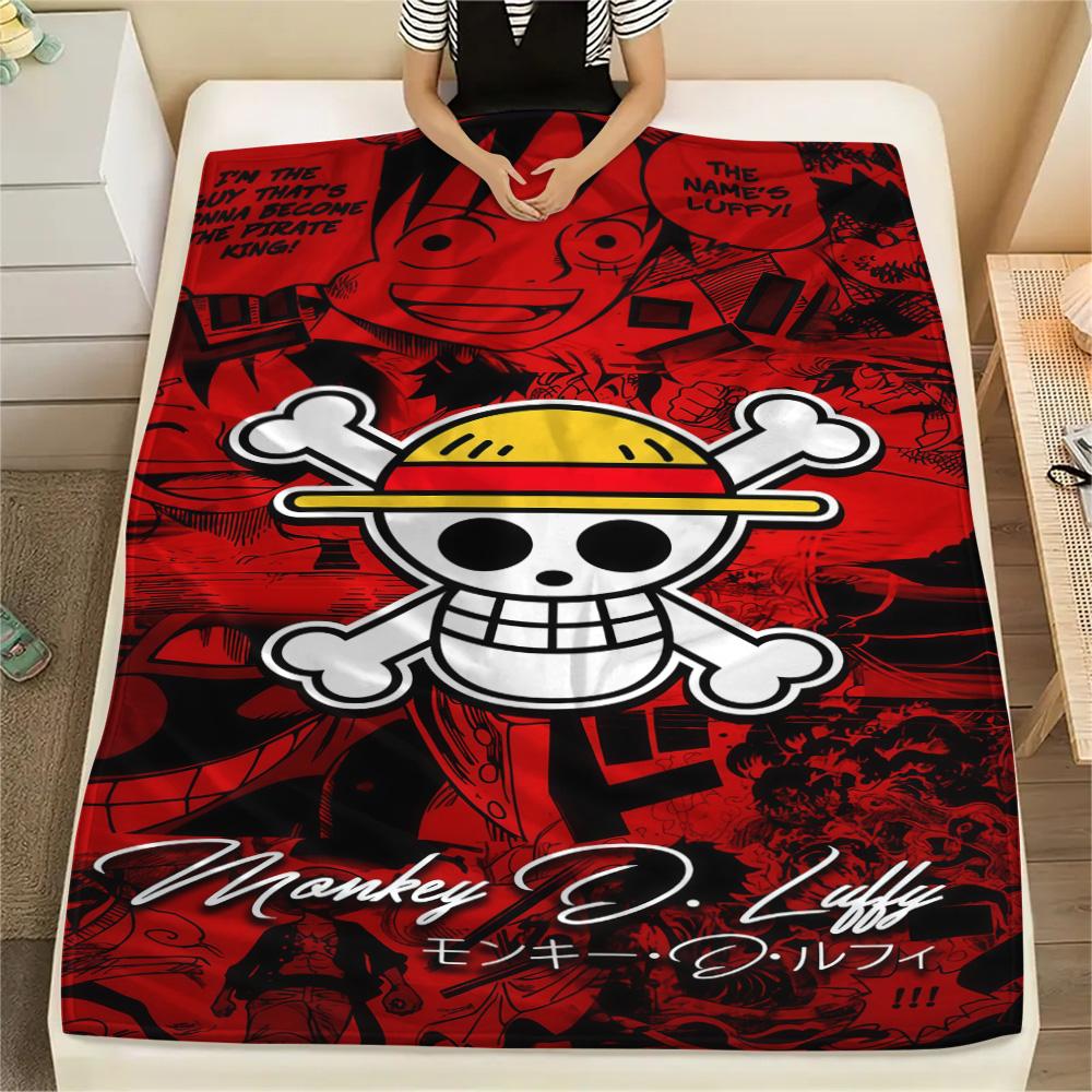 1PC One Piece Straw Hat Pirates Patterned Flannel Blanket Suitable For All Seasons For Home Decor Warmth And Comfort Gifts Holiday Present