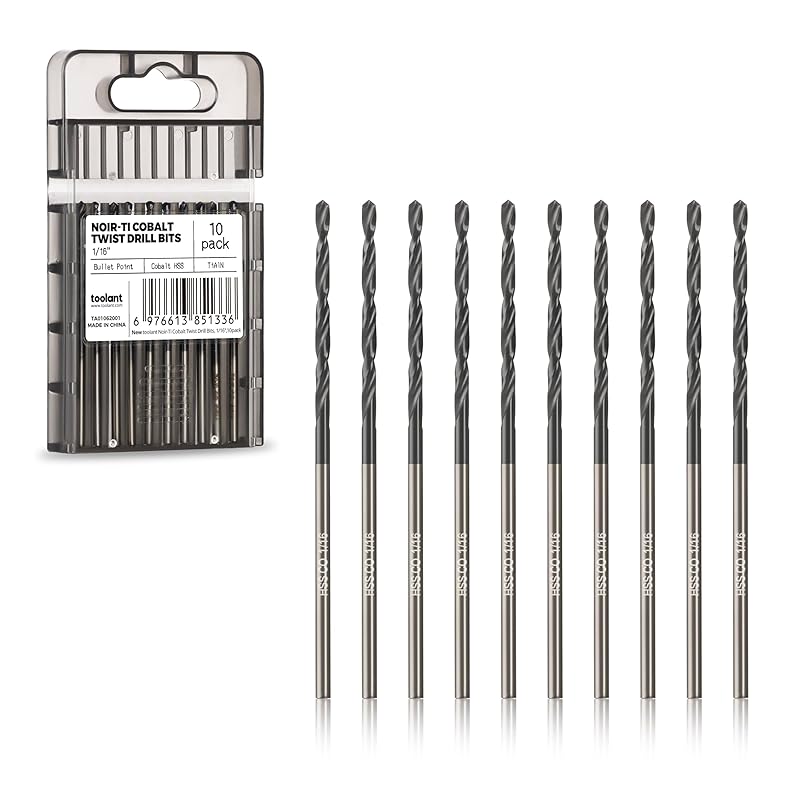 toolant Cobalt Drill Bit Set for Metal and Steel (Pro), Titanium Aluminum Nitride Coated (TiAlN) with Point Tip, for Hardened Metal, Stainless Steel,
