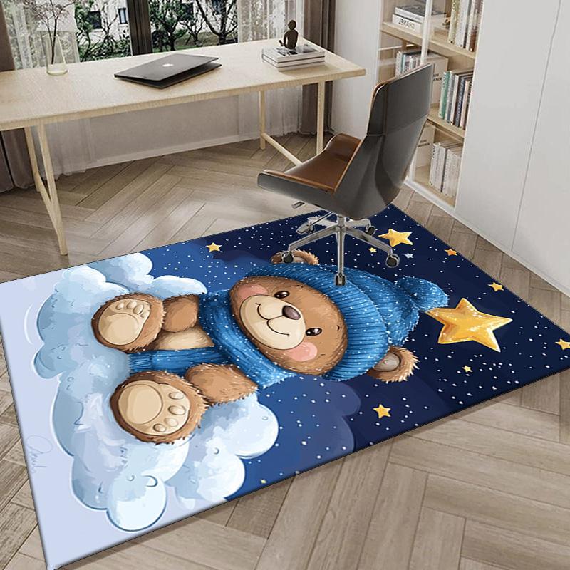 Teddy Bear Night Sky Carpet, Chair Rug,Rug for Office Bedroom living rooms, Doormat decor Fan Gift Christmas Gift