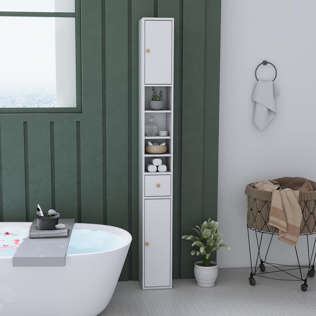 Mobile da Bagno Stretto Alto 178 cm - Bianco