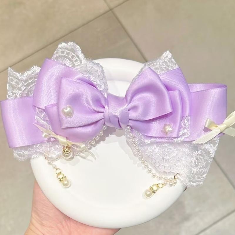 Elegant Bows Hair Clip With Lace And Satins Ribbon For Women And Girls Perfect For Daily Wear Or Special Occasion