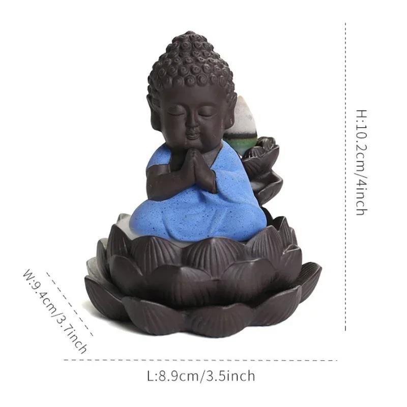 1pc, Zen Incense Buddha Ceramic Handicraft Lotus Home Ornaments Waterfall Backflow Incense Burner (Without Incense)