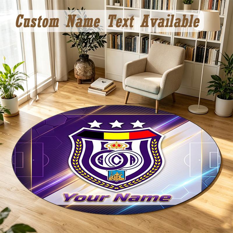 Round Rug Custom NameAnderlecht FC Pattern Non Slip Carpet Home Floor Decor
