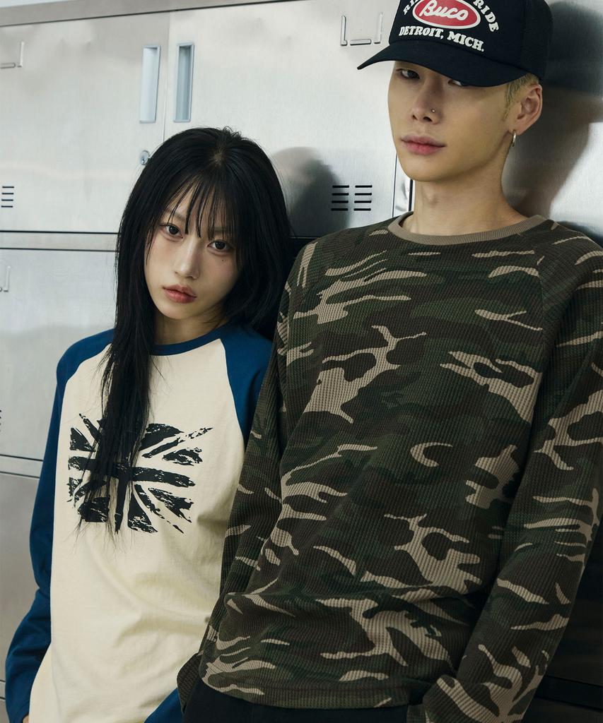 SCALLYWAG Camo Raglan Long Sleeve [Green]