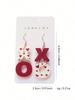 1 Pair Painted XO Heart Print Earrings, Elegant & Sexy Earrings, Soft Ceramic Texture, Valentine's Day Gift