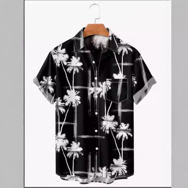 Men S Summer Casual Printed Hawaiian Short Sleeve Shirt S