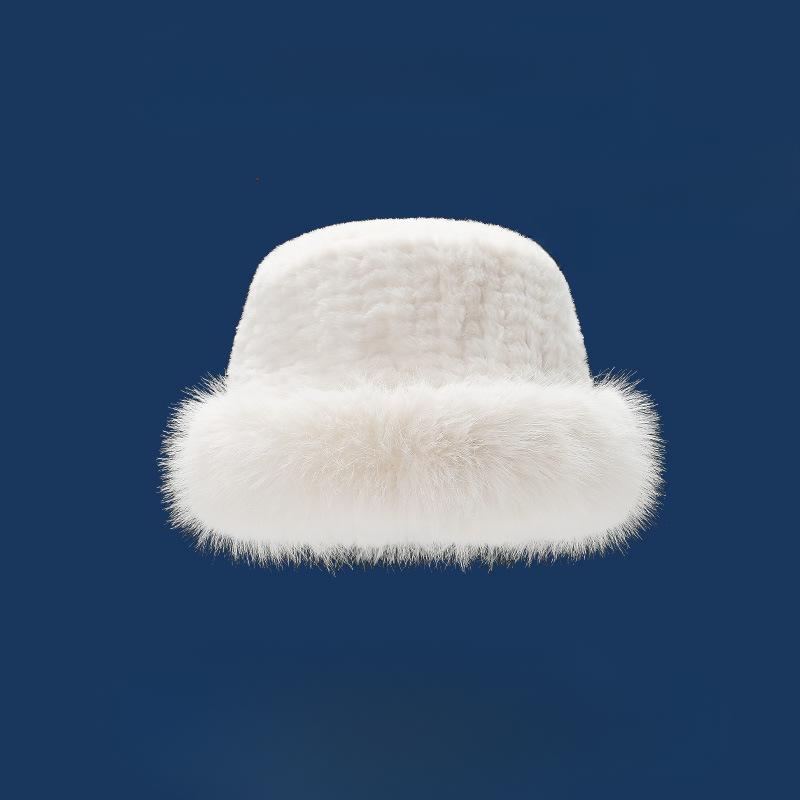 Plüschmütze aus Imitat-Fuchsfell für Damen im Winter, koreanische Version mit kleinem Gesicht, verdickte und warme Fischerhut, großer Kopfumfang
