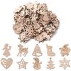 50pcs Unfinished Wooden Mini Christmas Craft Ornaments Cutouts for DIY Projects, Holiday Decor, and Home Embellishments