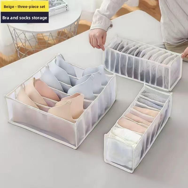 Úložná sada, Síťový dělený úložný box na spodní prádlo, Artefakt pro úložný prostor v zásuvce šatníku, Třídicí taška, Ponožky, Spodní prádlo Více přihrádek pro uložení