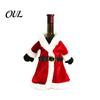 Christmas Table Setting Wine Bottle Cover, Velvet Santa Suit Sleeve, Plush Novelty Holder Cover for Xmas, New Year, Holiday Dinner Decor Xmas